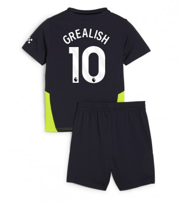 Manchester City Jack Grealish #10 Segunda Equipación Niños 2024-25 Manga Corta (+ Pantalones cortos)